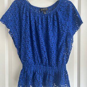International Concepts INC royal blue lace top size P